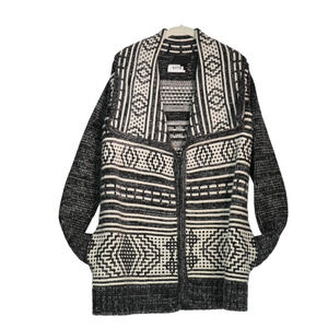 Intermix Cardigan Sweater Womens Small Gray Southwest Wool Mohair Blend Pockets